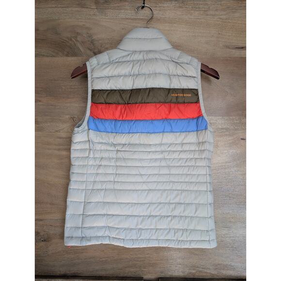 Cotopaxi Fuego Down Vest Womens 2XS Beige Pebble Stripes Lightweight Zip-Up NWT - Picture 2 of 6
